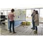 Whiteboard on wheels for stand-up meeting