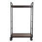 Mahogany wood mobile industrial retail dual shelf armoire rack