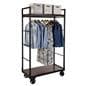 Metal pipe mobile industrial retail dual shelf armoire rack