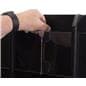 30.0 inch x 36.8 inch black finish magazine rack with clear acrylic pocket dividers for brochures 