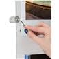Recycled acrylic poster display with hex key to secure edge grip standoffs to acrylic
