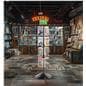 Magazine rack with top sign