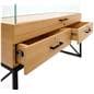 Glass display case with drawers with two locking drawers