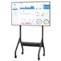 Mobile TV cart showcasing a monitor mounted on the stand displaying analytics dashboard for a business