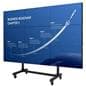 Portable video wall cart showing a three by three video wall set up displaying a corporate road map presentation 