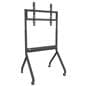Motorized TV cart with integrated power outlets for easy and mostly wire free setup