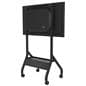 Rolling flat panel TV cart showing the back of the unit with a monitor mounted