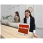 Digital signage ePaper being used as a welcome sign at a hotel check-in