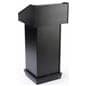 Convertible black podium fixture with hidden wheels