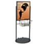 Floor Standing Sign Holder with Basket, Double-Sided, Wheels - Black