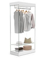 Wardrobe Display Case, Tempered Glass, Hanging Bar, Two Spotlights Retail glass wardrobe with open face