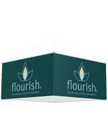 Square Hanging Ceiling Banner with Custom Printed Stretch Fabric Hanging graphic with full bleed graphics