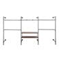 Wall Mounted Pipeline Display, 2 Shelves, 1 Dual Spoke Bar, 4 Hanger Racks – Brown