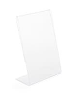 11 x 17 Acrylic Sign Holder with Slant Back Design - Clear Angled sign holder with slanted design