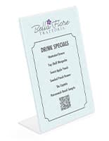 4 x 6 Recycled Acrylic Sign Holder with Slant Back Design - Clear Table sign holder with side insert