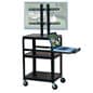 TV Cart with Mount for Monitors up to 32", Pull-out Tray, Height-Adjustable - Black