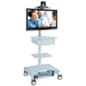 Computer Cart for (1) 37” Screen, Surge Protector, Height Adjustable & Drawer - White