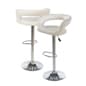 Adjustable Stool w/ Leathette Seat, 360° Swivel, Backrest, Armrests, Set of 2 - White