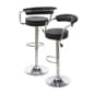 Adjustable Stool w/ Leatherette Seat, 360° Swivel, Backrest, Set of 2 - Black