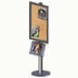 24x36 Enclosed Cork Board with Literature Holder, 4"/8.5"w, Locking - Silver