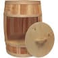 18-inch Wooden Barrel Dump Bin for Floor, Cutout Opening, with Lid - Natural