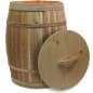 18-inch Wooden Barrel Dump Bin for Floor, Full Size, with Lid - Natural