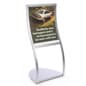 Floor Stand Poster Holder, Curved Frame, Non-Glare Lens