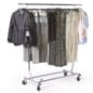 Rolling Clothing Rack with Extendable Crossbar, Collapsible - Chrome