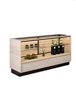 72" Wooden Display Showcase w/Locking Door, Adjustable Shelf and LED Lights Wooden display showcase with black toe kick