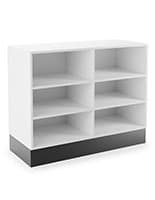 48" Sales Counter, Flat Tabletop, Open Storage Flat top sales counter with open storage is 4 feet wide