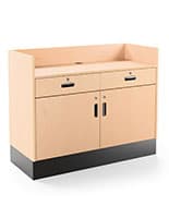48" Sales Counter, Recessed Ledge Top, Locking Storage Recessed top sales counter with lockable storage for standalone use or as part of cash wrap