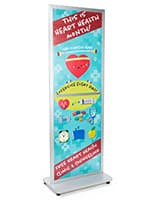 Fixed-Width 2-Sided Portable Poster Stand with Locking Wheels Locking wheeled fixed-width 2-sided portable poster stand