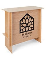 This Custom-Printed Wooden Display Counter Is Suitable for a Wide Range of Display Needs Custom-printed wooden display counter with full color printing