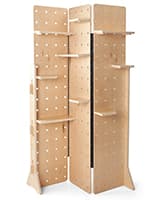 This Folding Pegboard Display Has Ample Possibilities to Exhibit Commodities Folding pegboard display with 60 pegs and black metal hinge