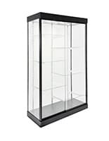 LED Glass Display Cabinet w/ Split Adjustable Shelves, LED Lights, and Locking Door LED glass display cabinet with adjustable shelves