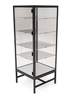 24" Glass Showcase Tower w/ LED Lighting, Locking Door, and Adjustable Shelves Glass showcase tower with locking door