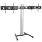 Dual TV Stand, Fits (2) 37”-60” Monitors Side by Side, Tilt & Roll Base - Black