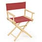 Wooden Director's Chair, Folding, 18" High Canvas Seat - Red