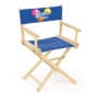 Wooden Director's Chair, Folding, 18" High Canvas Seat - Blue w/ Full Color Printing
