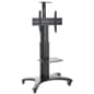 TV Stand with Shelf, Fits Monitors 32 to 65", Camera Tray & AV Shelf, Wheels – Black