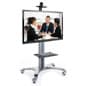 TV Stand with Shelf, Fits Monitors 40" to 60", Camera Tray, Wheels – Silver