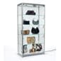Silver Display Case w/ Halogen Lighting, Tempered Glass Sides & Locking Doors