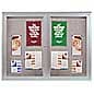 Enclosed Bulletin Board with 2 Locking Doors - Silver