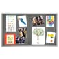Enclosed Bulletin Board with 2 Locking Doors - Silver with Gray Fabric
