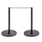 Set of (6) QueuePole Slim 16” Stanchion Posts w/ 50’ Black Elastic Cord - Black