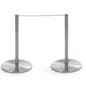 Set of (6) QueuePole Slim 16” Stanchion Posts w/ 50’ Gray Elastic Cord - Silver