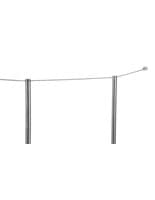 4-Post Silver Low Profile Stanchion Barrier Full Kit Close up of 1 Wall Mount and 2 Poles of the 4-Post Silver Low Profile Stanchion Barrier