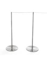 10-Stanchion Silver Museum Barrier Set with Brushed Finish 2 Connected Posts of the 10-Stanchion Silver Museum Barrier Set