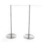 Set of (10) QueuePole Slim 39” Stanchion Posts w/ 100’ Gray Elastic Cord - Silver