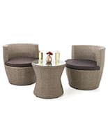 This 3 Piece Wicker Bistro Set Is Perfect for Restaurants and Bars 3 piece wicker bistro set with light and dark gray coloring